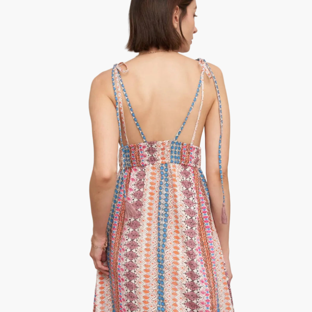 Shoulder Tie Printed Maxi Dress
