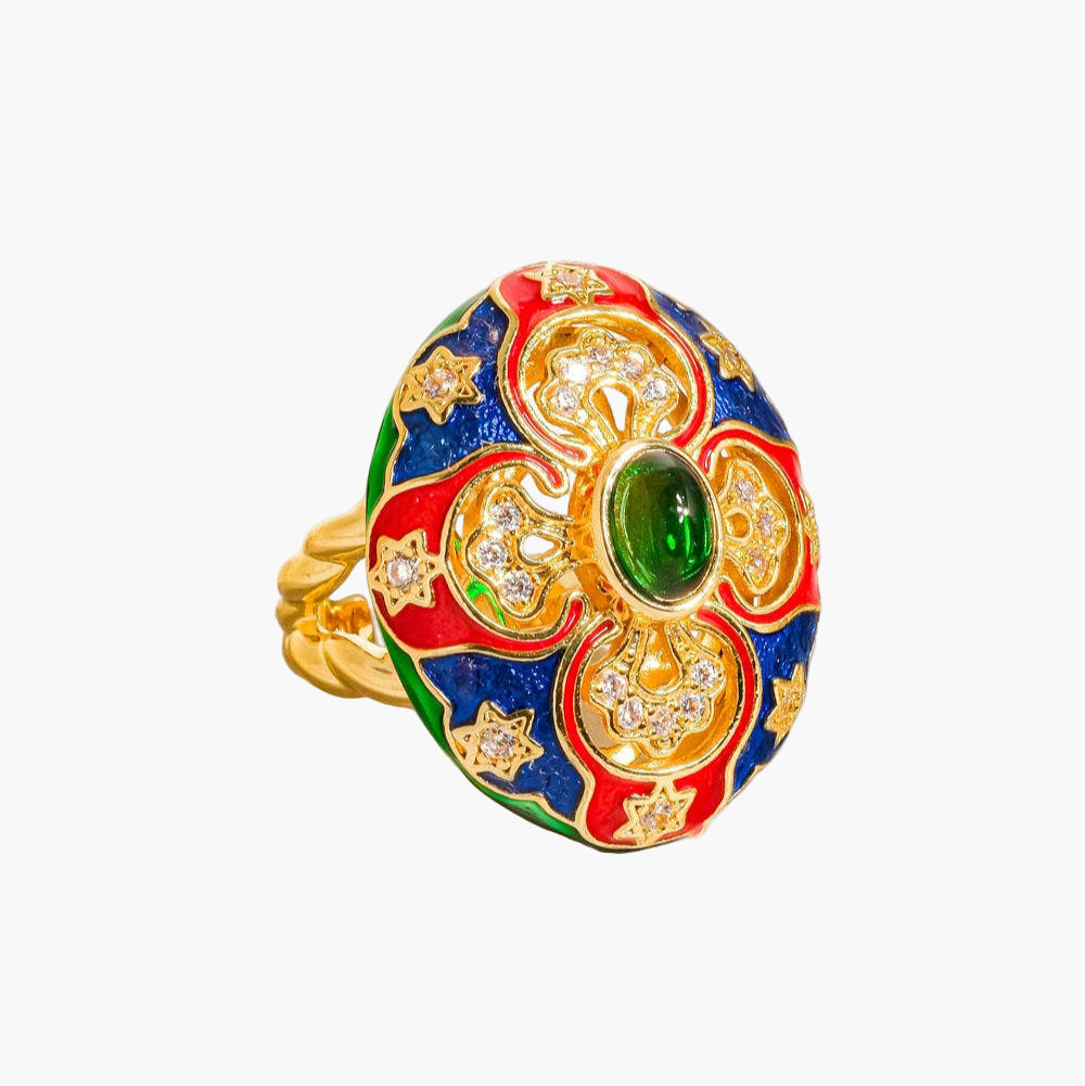 Darla 18K Gold Vintage Statement Oval Ring