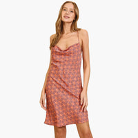 Boho Satin Cowl Neck Dress