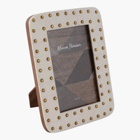 Ivory/Gold Resin Brass Dot Picture Frame - 4x6 in.
