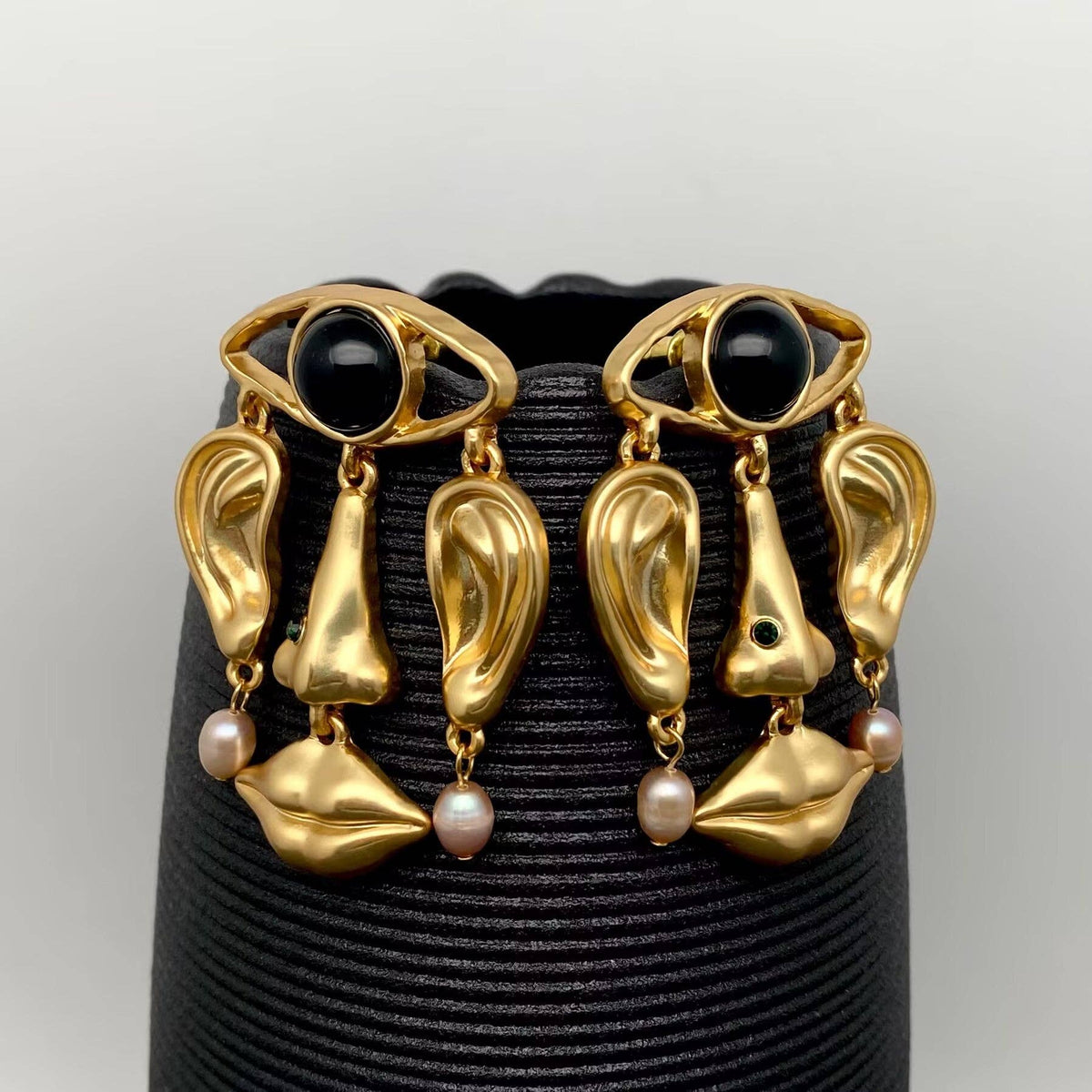 18K Gold Plated Abstract Face Dangle Earrings