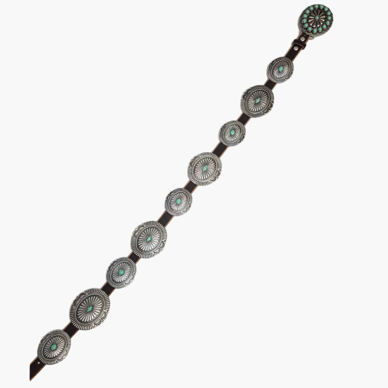 Genuine Distressed Leather Belt With Full Packed Conchos